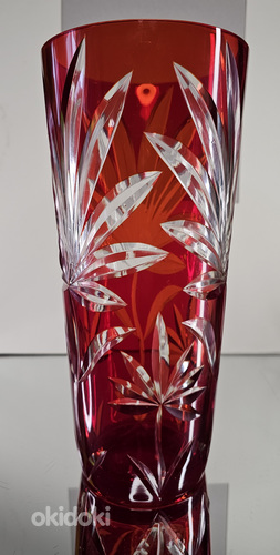 Ваза из двухцветного стекла "Лилия", стекло, ромбовидная оправа (фото #6)
