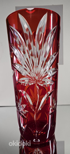 Ваза из двухцветного стекла "Лилия", стекло, ромбовидная оправа (фото #8)