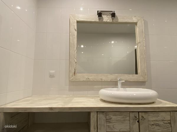 Шкафчик для ванной, зеркало и умывальник (старый белый) (фото #5)