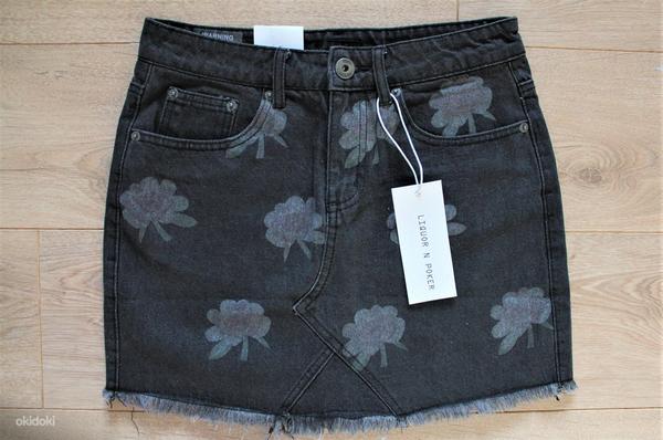 Liquor n Poker джинсовая юбка с цветами, 38/S, новая (фото #1)