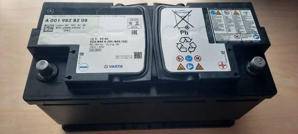 Originaal AGM aku Varta 92Ah 850A (Mercedes-Benz)