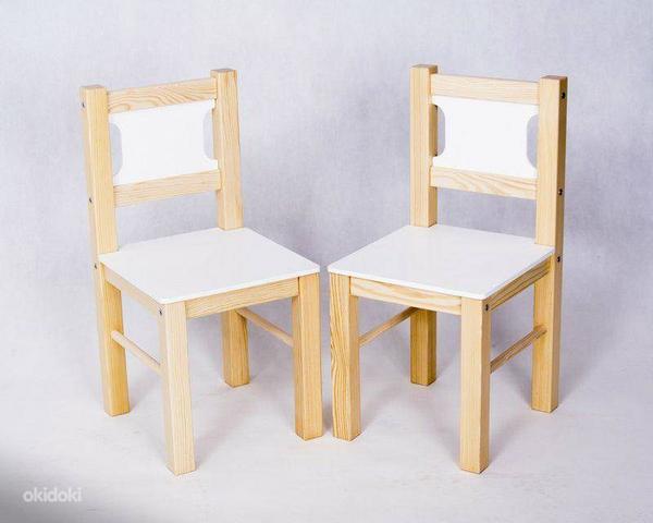 Новый стол и 2 стула, сосна/белый (фото #2)