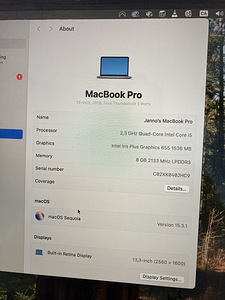 Macbook Pro 13 - 2018 i5 - 8GB / 512GB Touch Bar (3 foto / 5)