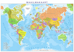 Eestikeelne maailmakaart ja riikide lipud A2 suurus