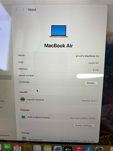 MacBook Air M1 8GB Аккумулятор 97% (4 фото из 8)