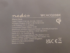Nedis Juhtmevaba laadija + Kell (2 äratuskella) - WCACQ20BK (4 foto / 5)
