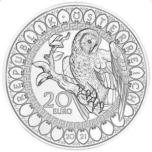 AUSTRIA 20 EURO 2021 – THE WISDOM OF THE OWL (2 foto / 2)