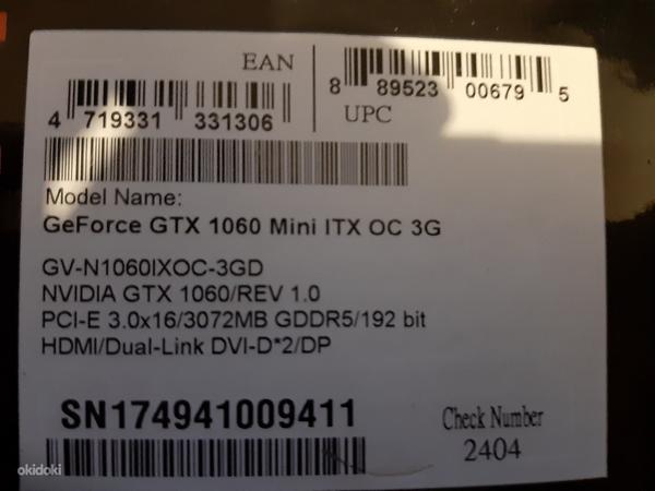 Gigabyte Gtx 1060 Mini iTX OC 3gb (фото #1)