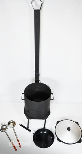 Казан16 л+печь с трубой+шумовка 46 см+половник46см+сковорода (фото #10)
