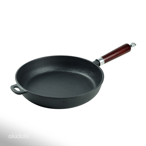 Сковорода чугунная D28cm EXСLUSIVE с деревянной ручкой.