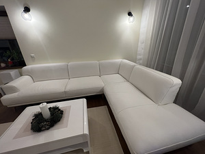 Nurgadiivan valge nahast / white leather corner sofa