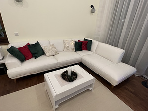 Nurgadiivan valge nahast / white leather corner sofa (4 foto / 4)