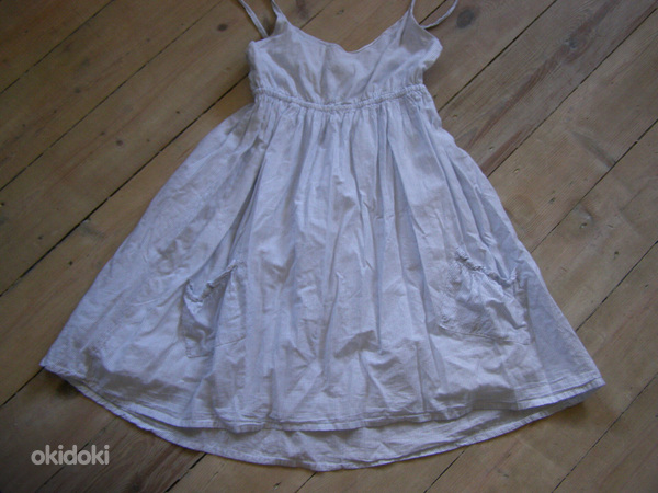 Летнее платье для женщин/девочек белое/синее в полоску (фото #1)