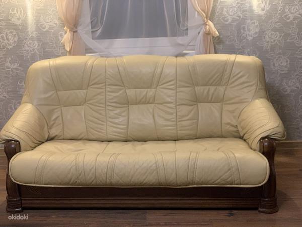 Кожаный диван-кровать (фото #1)