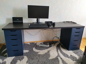 Ikea ALEX/LAGKAPTEN arvutilaud/töölaud sahtlitega, 200x60 cm (1 foto / 5)