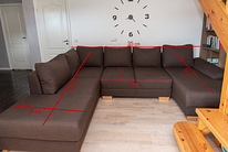 Большой U-образный диван-кровать
