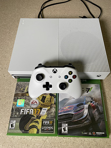 XBox One S 500GB + originaal pult ja kaablid + WRC7 + FIFA17 (1 foto / 1)