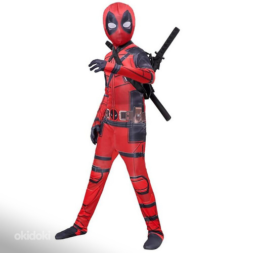 Uus Deadpooli kostüüm täispuhutud mõõkadega 110 (foto #1)