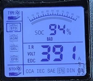 Aku DETA Senator 3 (75Ah) - mõõdetud testriga SOH 62% (3 foto / 4)