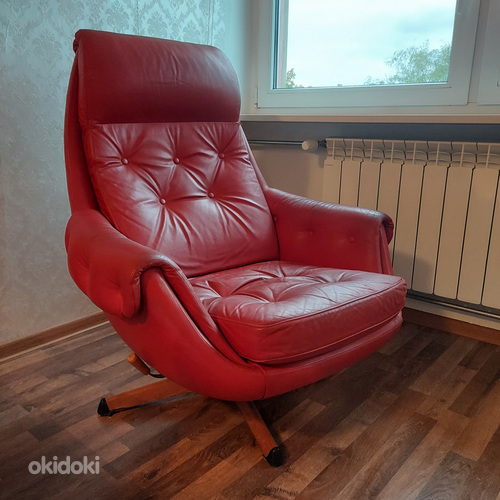 кожаное кресло 50-х годов, шведское производство (фото #1)