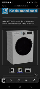Beko HTE7616X0 kitsas 50 cm pesumasin-kuivati (2 foto / 3)