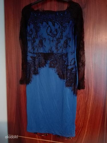 Праздничное платье, синее с черным кружевом (фото #1)