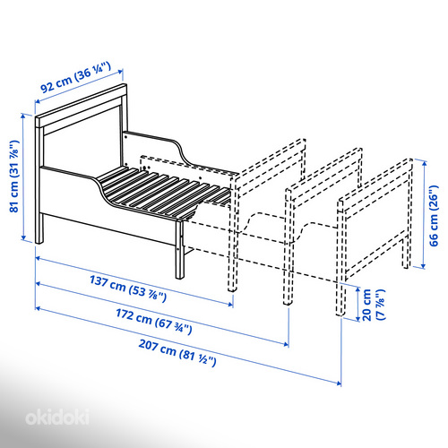 Ikea SUNDVIK детская кровать с рейками, серый, 80x200