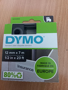 Kleep kirjalint DYmo 12 mm must/valge (1 foto / 2)