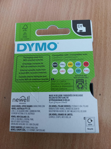 Лента для надписей DYmo 12 мм черный/белый