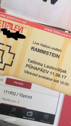 Konserttilippu RAMMSTEIN 11.06.17 Tallinnassa (valokuva #1)