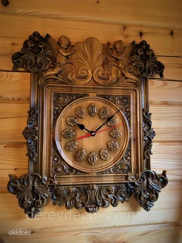 Часы настенные деревянные из дуба 400*355*30мм (фото #2)
