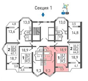 1-комн. квартира, Балашиха 38,9 м²