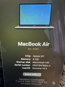 Apple Macbook Air M1 256gb 8gb 2020 SWE (2 foto / 2)