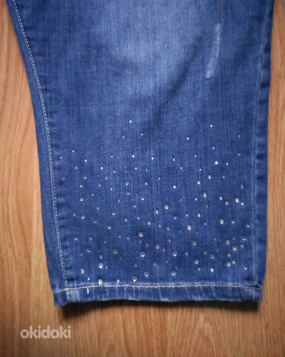Teksapüksid-põlvpüksid sinised venivad rebenenud stiil xxxl (foto #2)