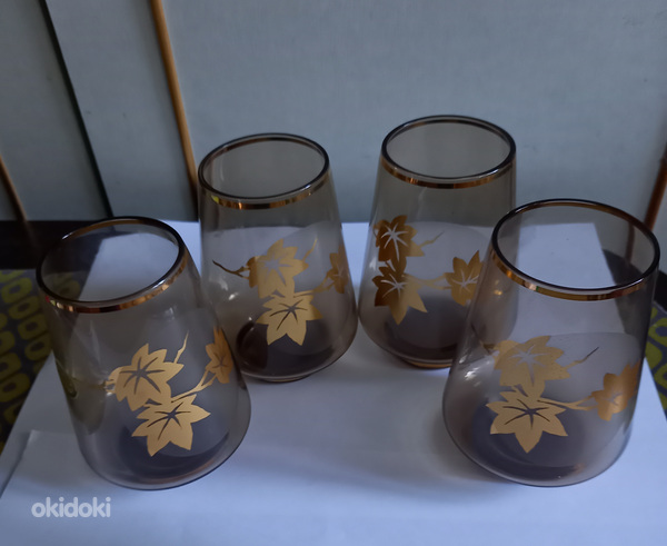 Богемные бокалы с золотыми листьями 4 шт. (фото #1)