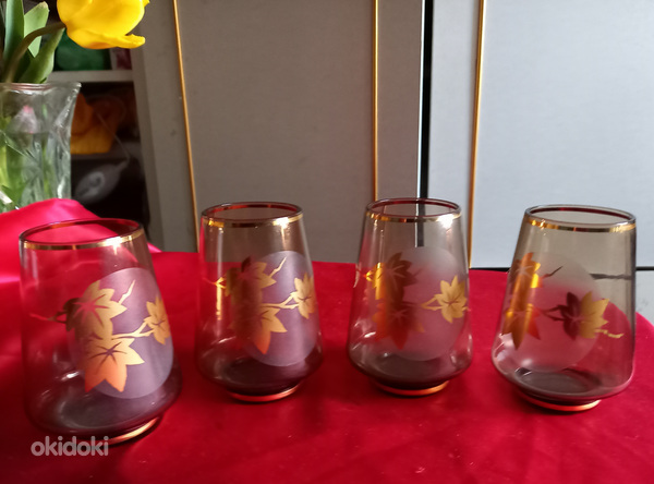 Boheemia klaasid kuldsete lehtedega 4 tk (foto #6)