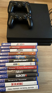 PS4 Pro. 2 dualshock + 20 mängud. Playstation 4 pro
