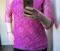 Розовая блузка из кружевного материала xl