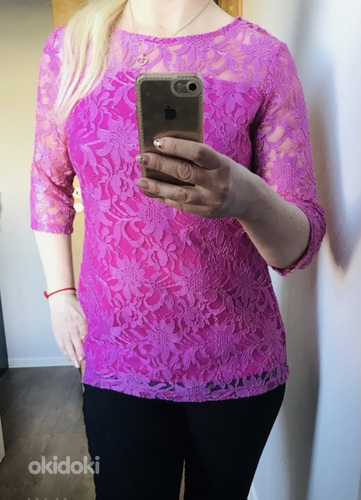 Розовая блузка из кружевного материала xl (фото #1)