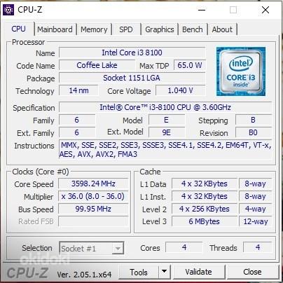 Intel I3-8100 3.60GHz FCLGA1151 (фото #5)