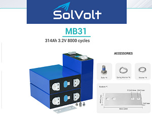 Eelmüük EVE MB31 3.2V 314Ah LiFePO4 elemendid (1 foto / 1)