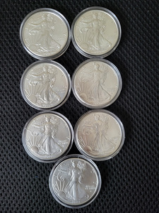 USA eagle hõbemüntide kollektsioon 1990-2024 (9 foto / 10)