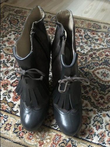 НОВЫЕ кожаные сапоги на каблуке #42 (фото #2)