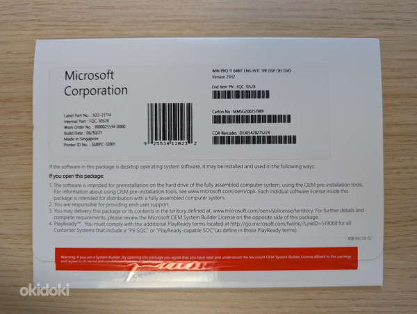Microsoft Windows 11 Pro 64-bit OEM – DVD Pack + Key