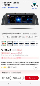BMW f10 f11 cic carplay android auto ekraan 10.25' (2 foto / 6)