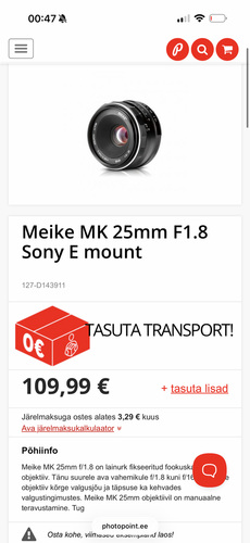 Meike MK 25mm F1.8 Sony E mount