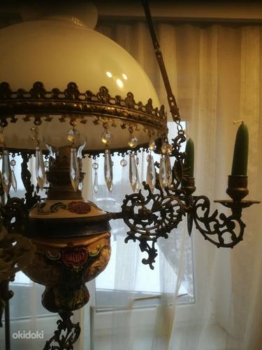 Майоликовый большой потолочный светильник (масло и свечи) с подъемным механизмом (фото #6)