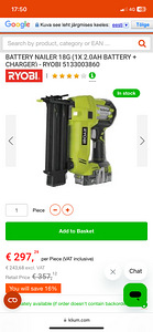Liistunaelapüstol Ryobi R18N18G. Komplekt. Nagu uus (3 foto / 3)