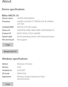 Acer Nitro 5 AN515-51 Intel Core i7, i7-7700HQ (6 foto / 6)