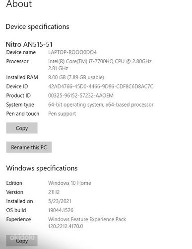 Acer Nitro 5 AN515-51 Intel Core i7, i7-7700HQ (foto #6)